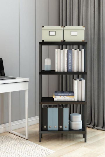 Bücherregal Schwarz 125x30x55cm