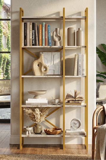Gold Bookcase 87x30x175cm
