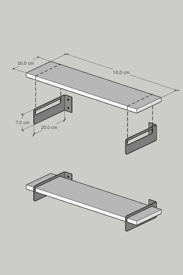 Wall Shelves White 2 Pieces 50x16x7cm