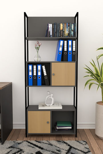 Βιβλιοθήκη Μαύρη 76x30x180.5εκ. STE-016018-V22489 Βιβλιοθήκη Μαύρη 76x30x180.5εκ. STE-016018-V22489