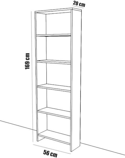 Bibliotecă Albă 56x20x169 cm