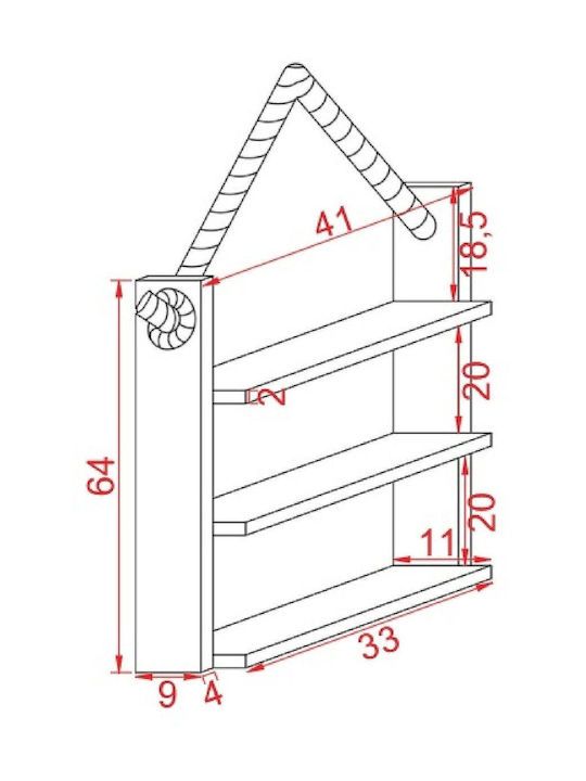 Brown Wall Shelf 42x11x64cm