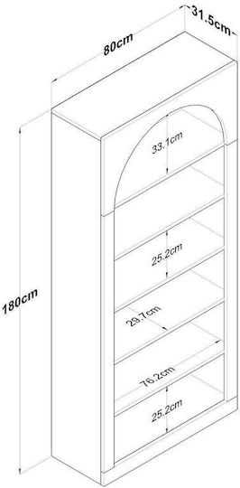 Βιβλιοθήκη Λευκό 80x31.5x180εκ.
