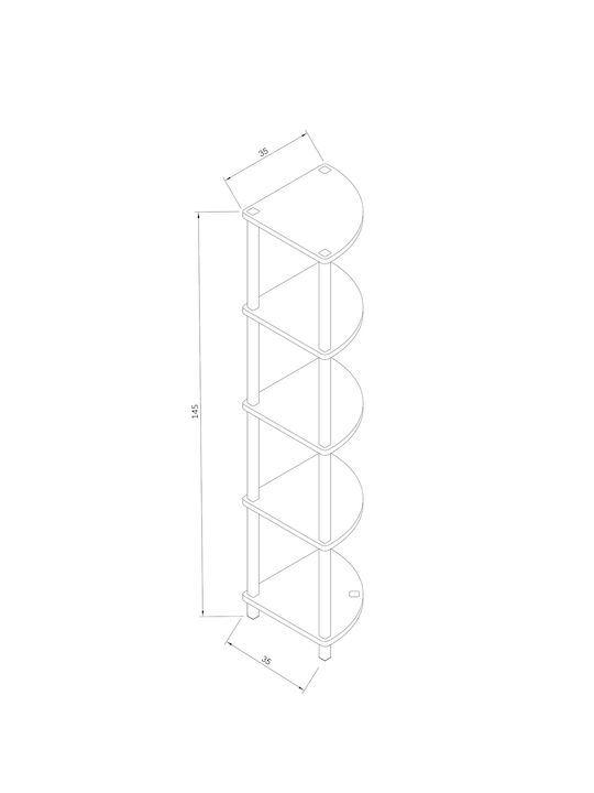 Γωνιακή Βιβλιοθήκη Λευκό 35x35x145εκ.