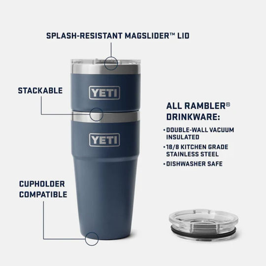 Yeti Rambler Stackable Cup Ποτήρι Θερμός Ανοξείδωτο BPA Free 591ml Yeti Άσπρο