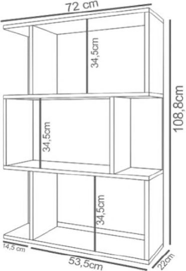 Bibliotecă Albă/Antracit 72x22x109 cm