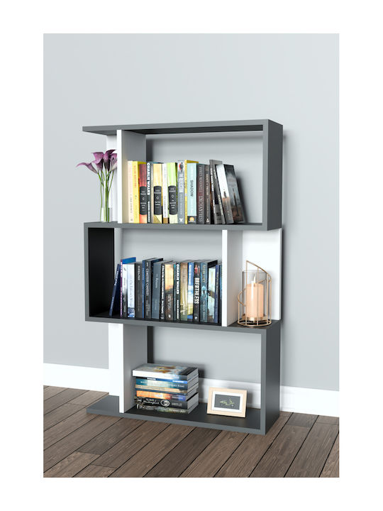 White/Anthracite Bookcase 72x22x109cm