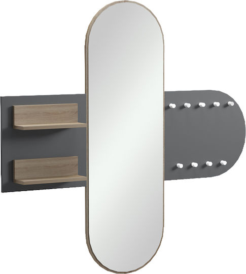 Baunty Hallway Furniture with Mirror & Hanger Anthracite 125x11x122cm