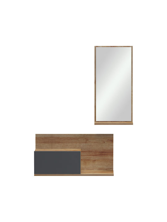 Miranda Έπιπλο Εισόδου με Καθρέπτη Oak-ανθρακί 60x30x89.5εκ.