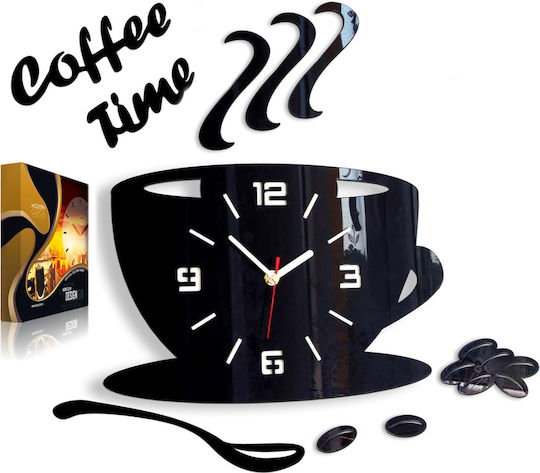 Time 3D Αθόρυβο Ρολόι Τοίχου Γυάλινο Καφέ