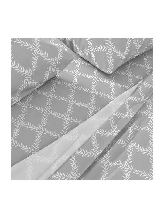 Astron Italy Lucia Set Bed Sheets For Single Bed With Rubber Hugger 100x200+30cm Lucia Gray 3 Pieces