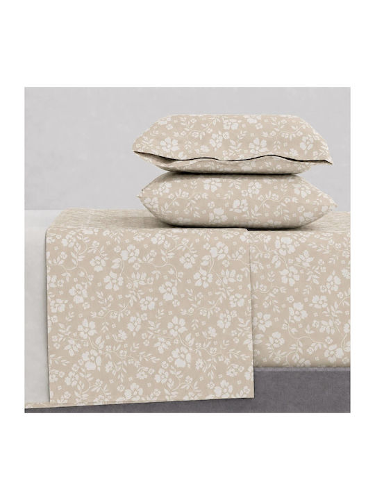 Astron Italy Emily Single Bed Sheets Set 175x260cm Beige 3 Pieces