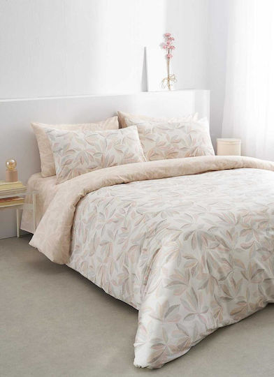 Vesta Home Elea Module Cearceafuri de Pat cu 2 Fețe de Pernă Pat Dublu cu Hugger din Cauciuc 170x270+35cm Bej (3 Bucăți)