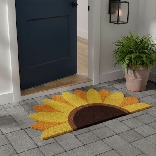 Relaxdays Doormat Semicircular Made of Coconut Tree Brown 50x80cm