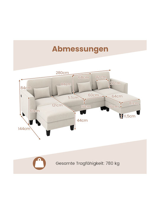 Ecksofa Beige 280x144x84cm
