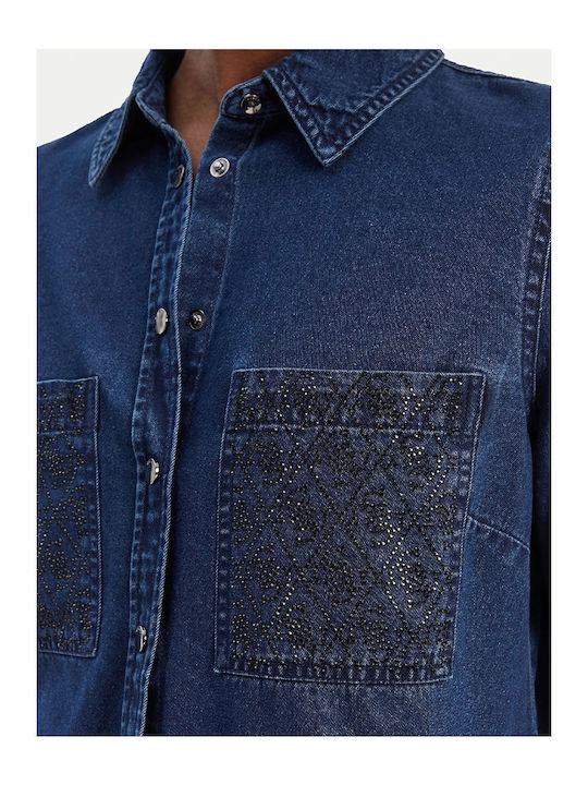 Women's Denim Long Sleeve Shirt Denim Blue