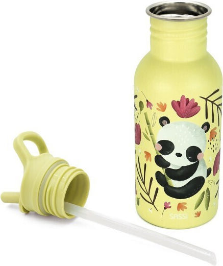 Sassi Junior Детска Бутилка За Вода Неръждаема Стомана Със Сламка Non Spill Тюркоазен 500ml