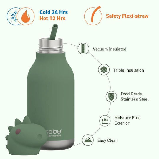 Asobu Kids Water Bottle Thermos Dinosaur Bestie Dinosaur 460ml