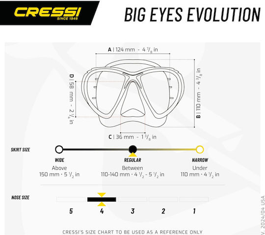CressiSub Big Eyes Evolution Diving Mask with Snorkel Transparent