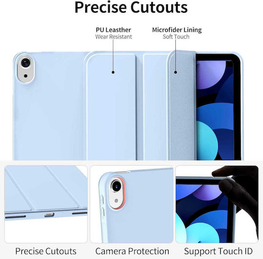 Husă Ipad Air 11 Inch M4 M3 M2 2026-2024 Auto Wake Sleep Ultra Slim Stand TPU Moale – Albastru Gheață