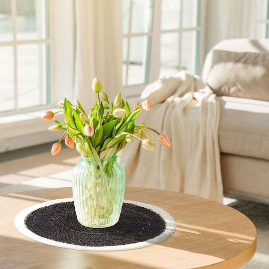 Relaxdays Seturi De Masă Rotundă Din Paie Neagră 37cm 6 Bucăți
