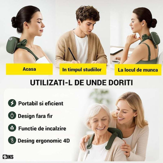 Dispozitiv de Masaj pentru Gât cu Funcție de Încălzire Verde