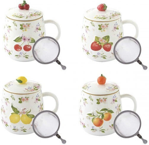 Порцеланова Чаша 450ml Метален Цедка Fancy Fruit Easy Life 3421fanf-a