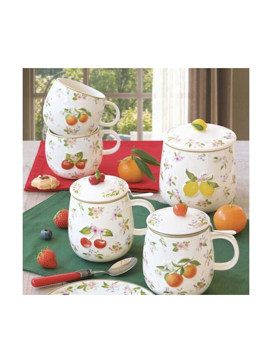 Porcelain Mug 450ml Metallic Strainer Fancy Fruit Easy Life 3421fanf-a