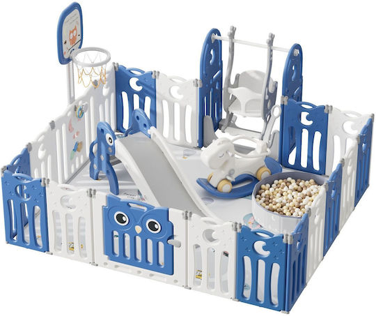 Kidstoys Παιδότοπος με Μπασκέτα, Κούνια & Τσουλήθρα Μπλε
