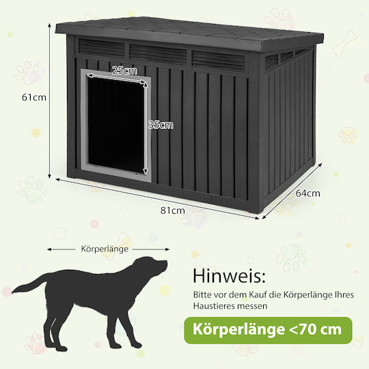 Costway Dog House Elevated Outdoor Gray 61x64x81cm