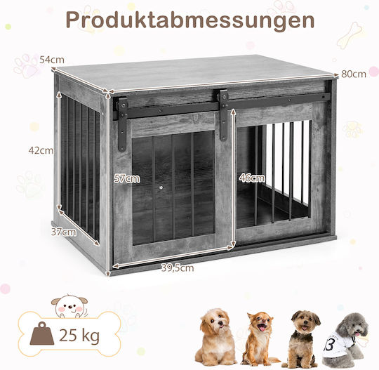 Costway Metal Dog House with Door Interior Brown 57x54x80cm