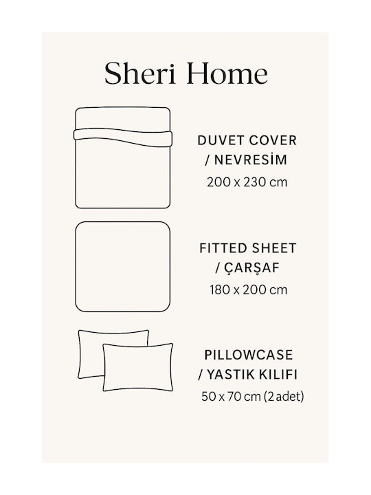 SteweHome Cotton Duvet Cover Set 195x230cm Double With Pillowcase Red