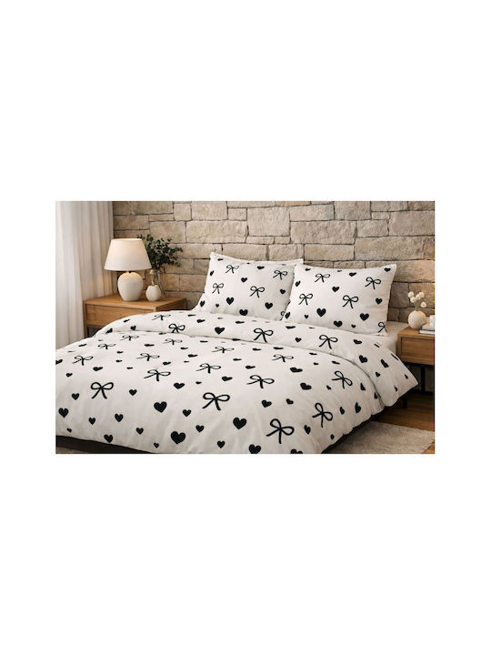SteweHome Cotton Duvet Cover Set 195x230cm Double With Pillowcase Black