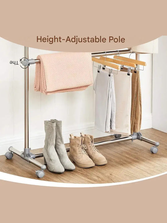 Songmics Rolling Floor Garment Rack Metal Gray 198x49cm