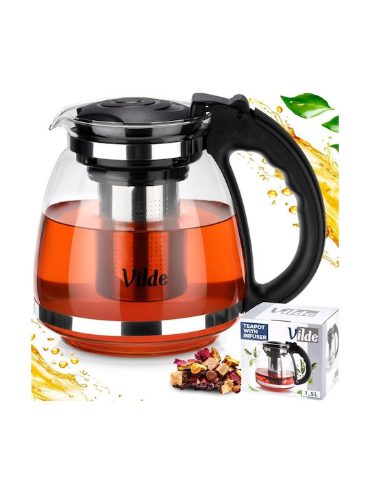 Vilde Τσαγιέρα με Φίλτρο Γυάλινη Διάφανη 1500ml
