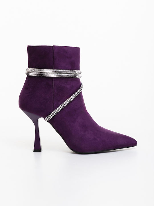 Women's Ankle Boots with High Heel Purple