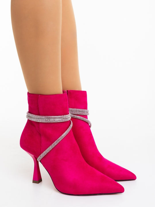 Ghete Dama Ankle Boots cu Toc Înalt Fucsia