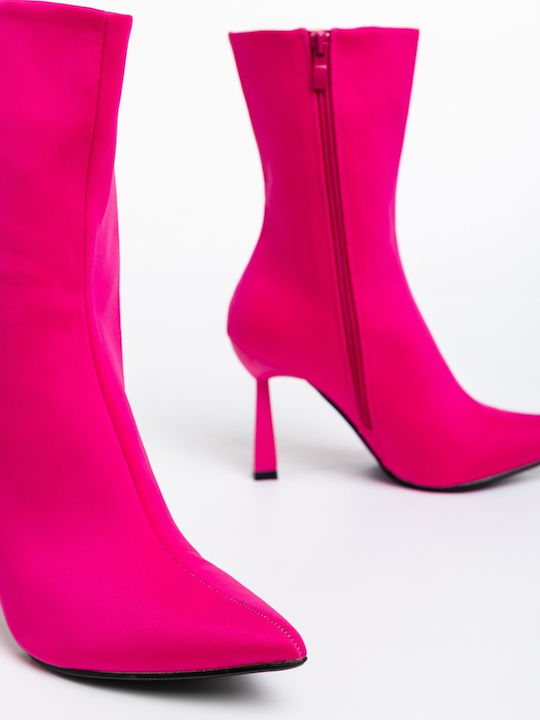 Ghete Dama Ankle cu Toc Înalt Fucsia