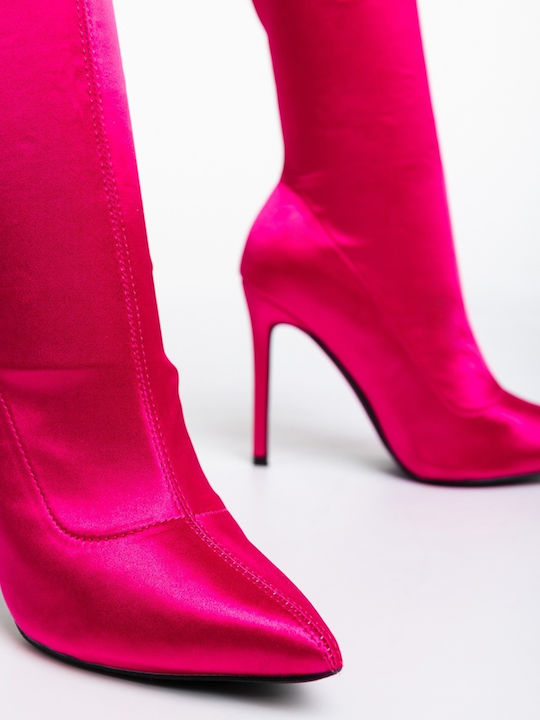 Ghete Dama Ankle Cu Toc Înalt Fucsia