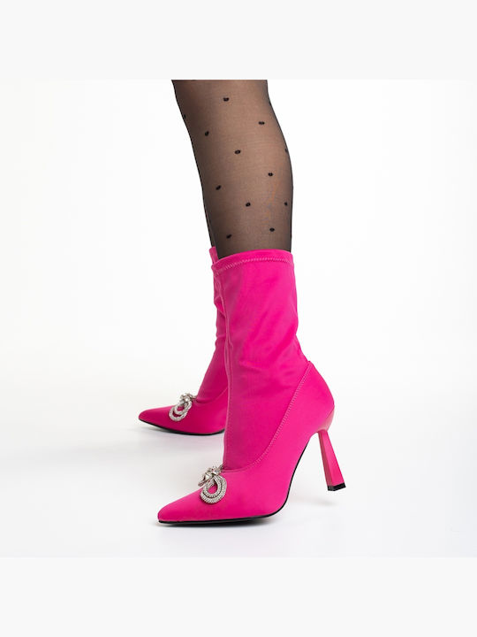 Ghete Dama Ankle cu Toc Înalt Fucsia