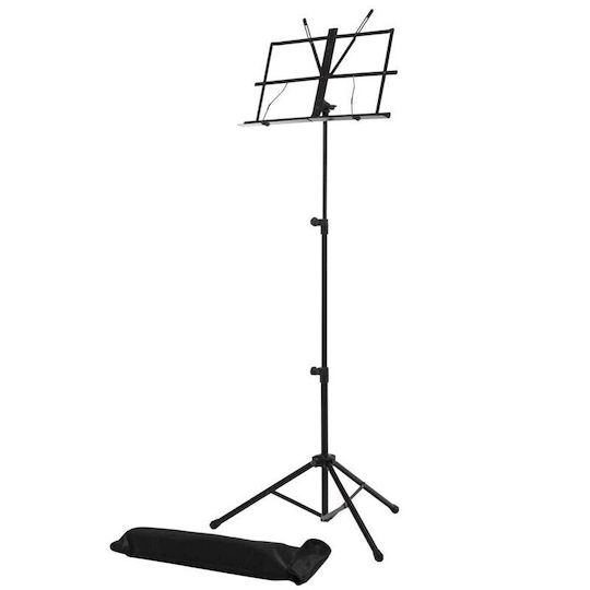 Stand Muzical Pliabil Cleme Suport Geantă Transport 50 X 30 X 150 Cm Oțel Negru