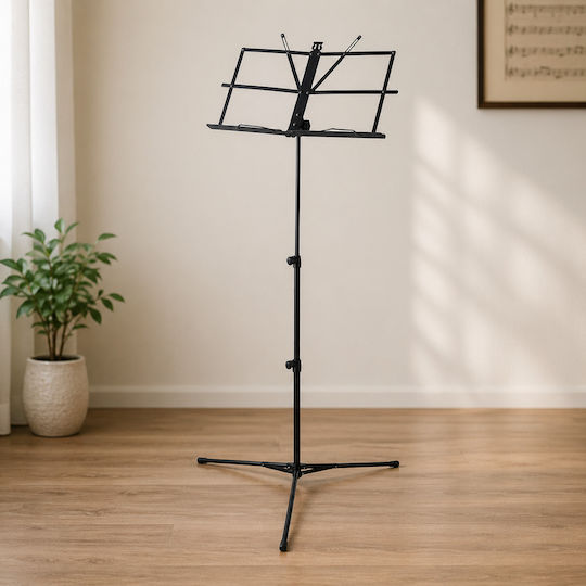 Stand Muzical Zola Înălțime Reglabilă Unghi Reglabil Geantă de Transport Fier Plastic 46.5 X 29 X 65 90 123 Cm Negru