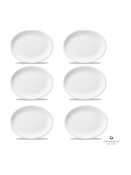Churchill 1795 Oval Serving Platter Made of White Porcelain 25.4x19.2cm 6 Pieces