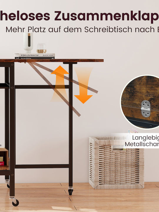 Collapsible Wooden Kitchen Table with Metal Frame Brown 75x80x75cm