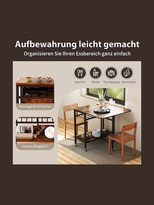 Collapsible Wooden Kitchen Table with Metal Frame Brown 75x80x75cm