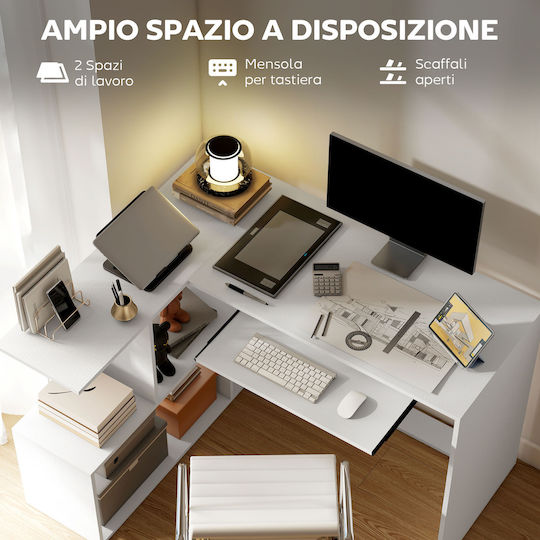 Corner Desk Wooden White 120x100x76cm