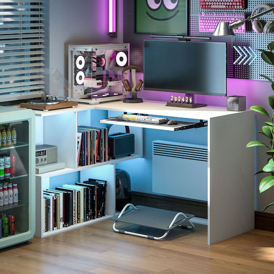 Corner Desk Wooden White 120x100x76cm