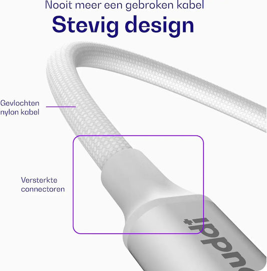 Buddi USB 2.0 Cable USB-C male - USB-C 100W Λευκό 3m