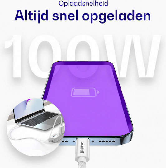 Buddi USB 2.0 Cable USB-C male - USB-C 100W Λευκό 3m