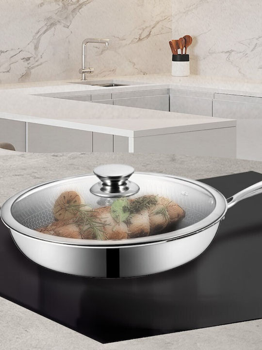 Maestro Stainless Steel Pan with Lid Ceramic Coating 26cm